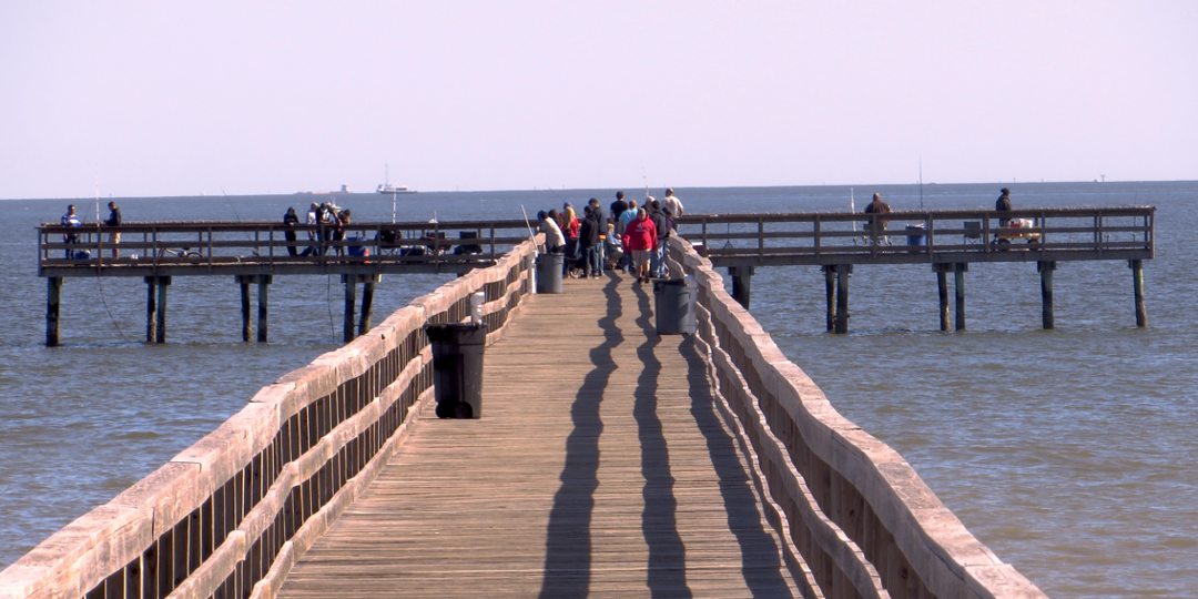 people fishing on a pier